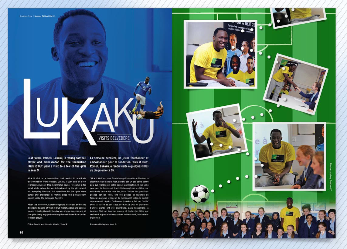 Belvedere Academy ezine magazine design spread featuring enrichment